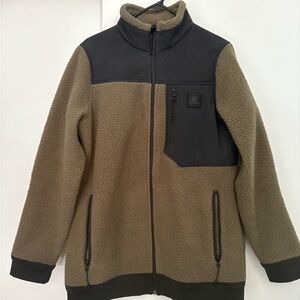 Armada Men's Olive Green Sherpa Fleece Zip Jacket